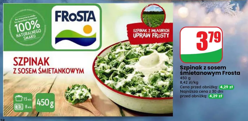 Szpinak z sosem śmietanowym Frosta promocja w Dino