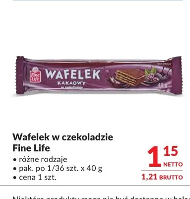 Wafelek w czekoladzie Fine Life promocja w Makro