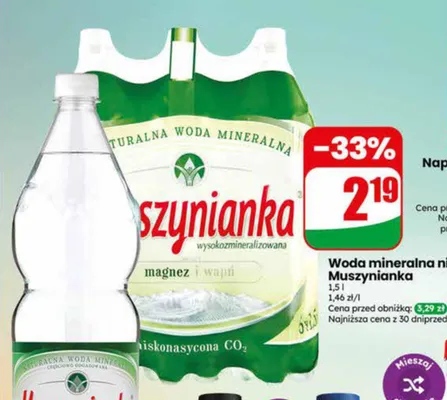 Woda mineralna niskonasycona Muszynianka promocja w Dino