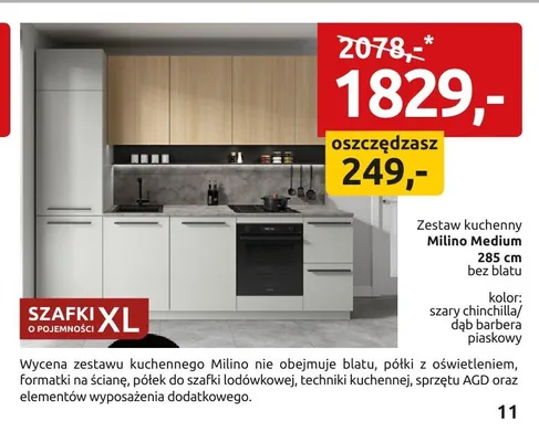 Zestaw kuchenny Milino Medium 285 cm bez blatu promocja w Black Red White