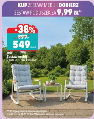Zestaw mebli Jumi 2 fotele stolik kawowy promocja w Biedronka Home