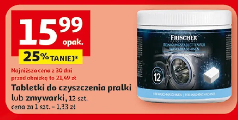 Tabletki do czyszczenia pralki lub zmywarki promocja w Auchan