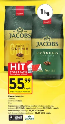 Kawa ziarnista Jacobs Café Crema promocja w Intermarche