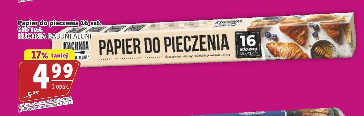 Papier do pieczenia Kuchnia Babuni Aluni promocja w Prim Market