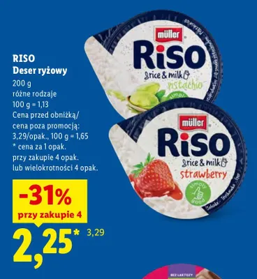 Deser ryżowy pistacjowy Müller Riso promocja w Lidl