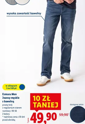 Jeansy męskie z bawełną promocja w Lidl