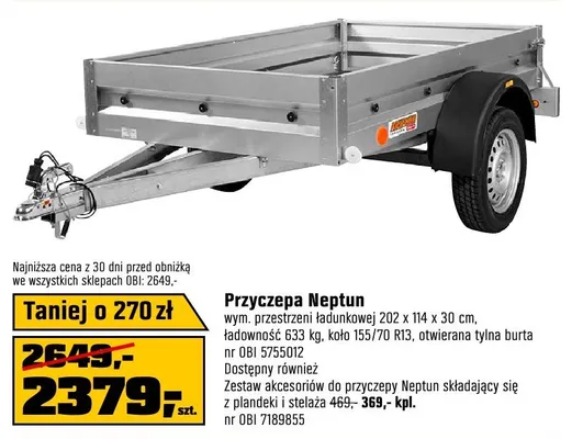 Przyczepa Neptun promocja w OBI