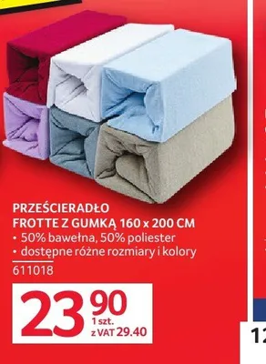 Prześcieradło frotte z gumką 160x200cm promocja w Selgros