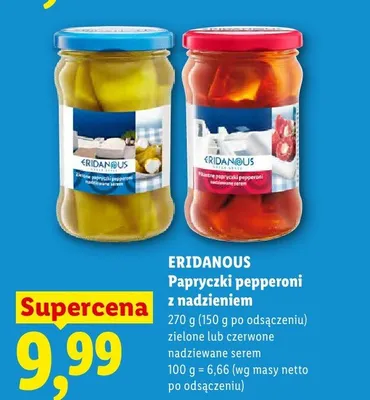 Papryczki pepperoni zielone nadziewane serem Eridanous promocja w Lidl