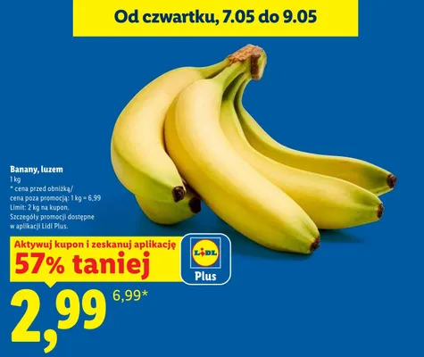 Banany luzem promocja w Lidl