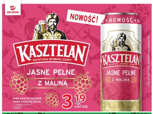 Piwo Kasztelan z maliną promocja w Selgros