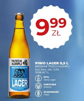 Piwo Lager Browar Trzech Kumpli promocja w Duży Ben
