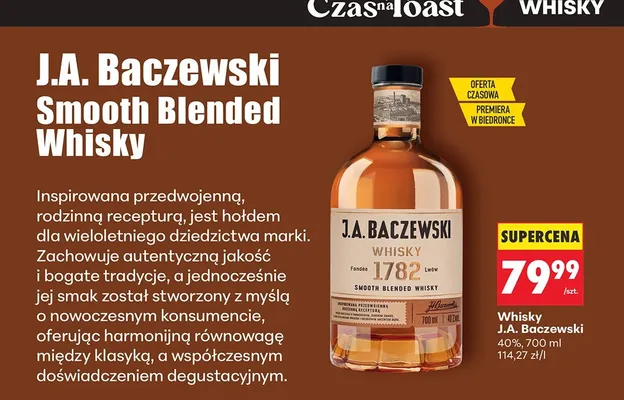 Whisky J.A. Baczewski Smooth Blended promocja w Biedronka