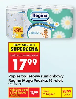 Papier toaletowy rumiankowy Mega Paczka, 16 rolek promocja w Biedronka