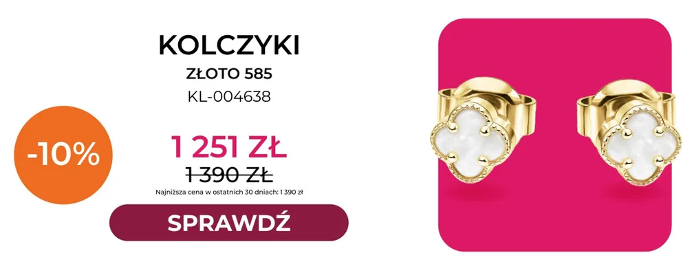 Kolczyki złoto 585 KL-004638 Briju promocja w Briju