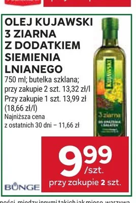 Olej Kujawski 3 ziarna z dodatkiem siemienia lnianego promocja w Stokrotka
