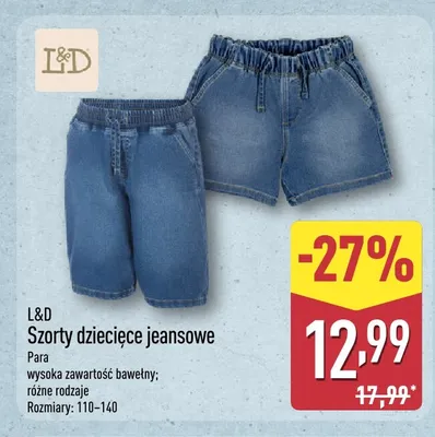 Szorty dziecięce jeansowe L & D promocja w Aldi
