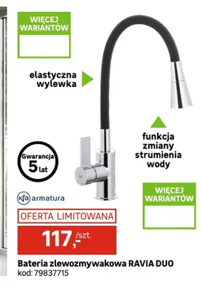 Bateria zlewozmywakowa RAVIA DUO promocja w Leroy Merlin