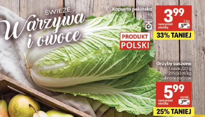Kapusta pekińska polska promocja w Delikatesy Centrum