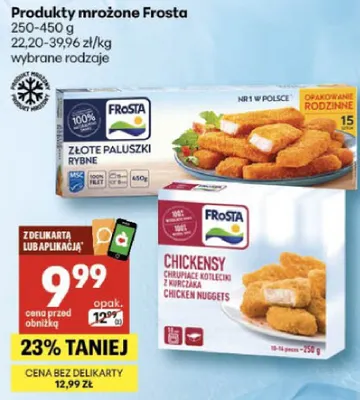 Produkty mרożone złote paluszki rybne, chickensy wybrane rodzaje promocja w Delikatesy Centrum