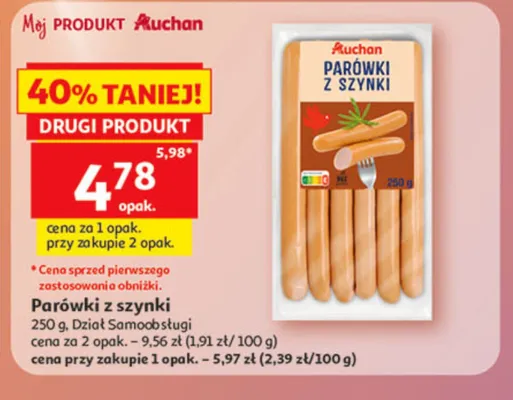 Parówki z szynki Auchan promocja w Auchan