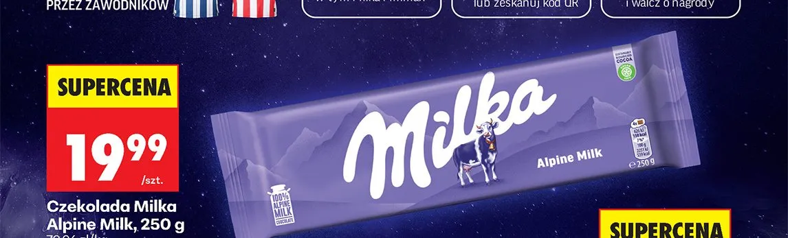 Czekolada Alpine Milk 250 g promocja w Biedronka