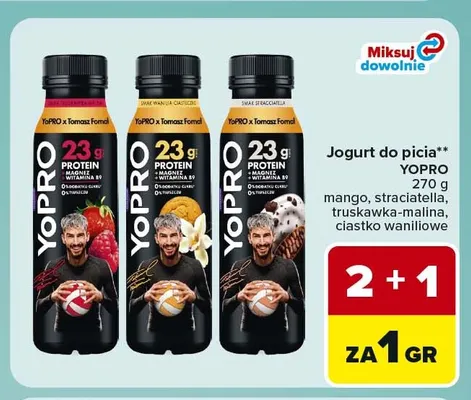 Jogurt do picia truskawka-malina YoPro promocja w Carrefour Express