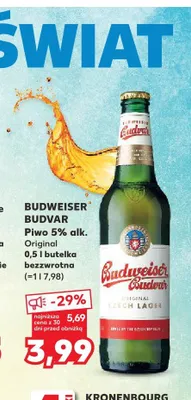 Piwo Budweiser Budvar Original promocja w Kaufland