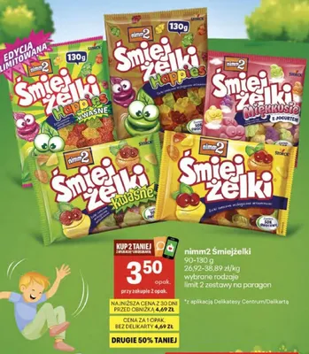 Żelki nimm2 Śmiejżelki Miękkusie promocja w Delikatesy Centrum
