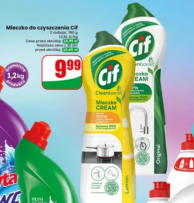 Mleczko do czyszczenia Cif Cleanboost Original promocja w Dino