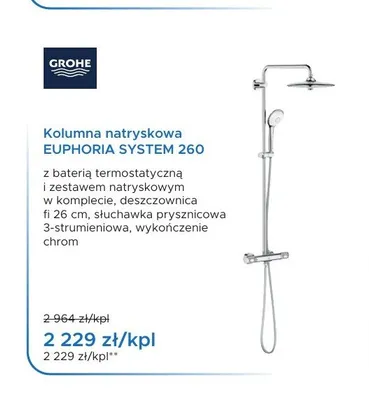 Kolumna natryskowa Grohe Euphoria System 260 promocja w Blu Salony Łazienek