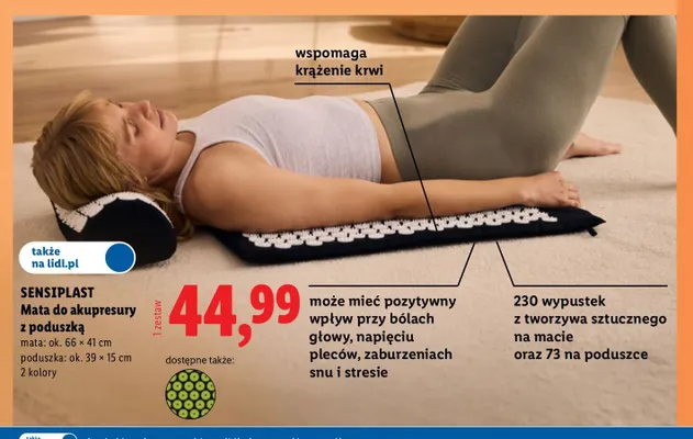 Mata do akupresury z poduszką Sensiplast promocja w Lidl