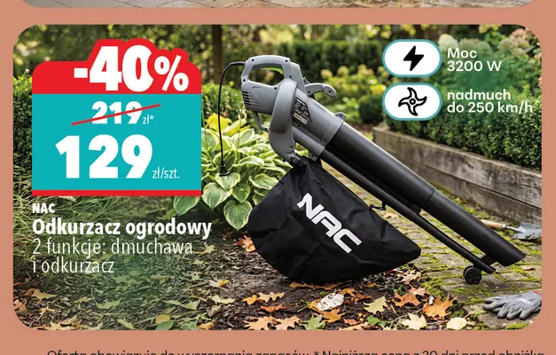 Odkurzacz ogrodowy 2 funkcje: dmuchawa i odkurzacz Nac promocja w Biedronka Home