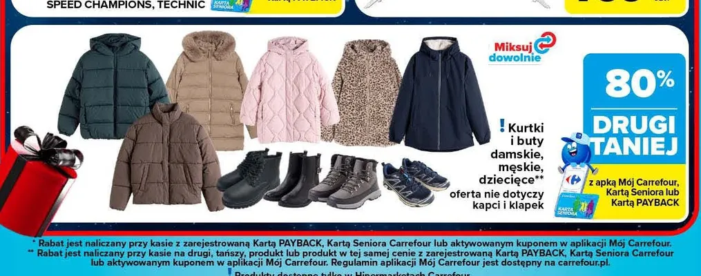 Kurtki i buty damskie, męskie, dziecięce promocja w Carrefour Market