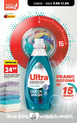 Żel do prania Ultra Quick Wash promocja w Biedronka