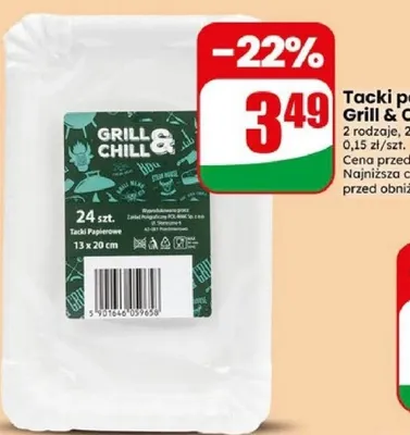 Tacki papierowe Grill & Chill 13x20cm promocja w Dino