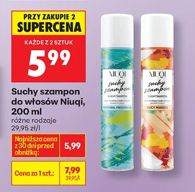 Suchy szampon do włosów Niuqi 200 ml różne rodzaje promocja w Biedronka
