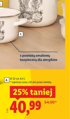 Garnek emaliowany 22 cm, 6,4 l promocja w Lidl