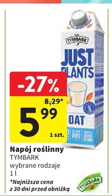 Napój roślinny Tymbark Just Plants promocja w Intermarche