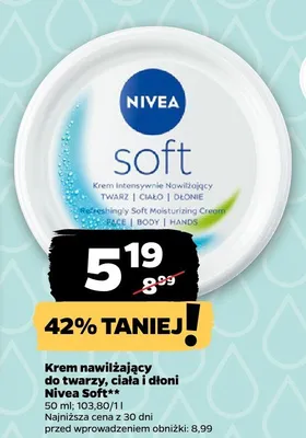 Krem nawilżający do twarzy, ciała i dłoni Soft Nivea promocja w Netto