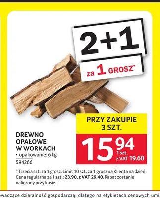 Drewno opałowe w workach promocja w Selgros