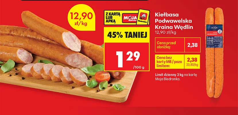 Kiełbasa podwawelska Kraina Wędlin promocja w Biedronka