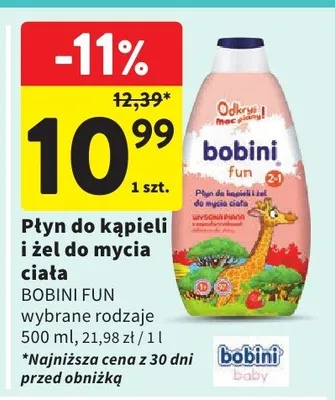 Płyn do kąpieli i żel do mycia ciała Bobini Fun promocja w Intermarche