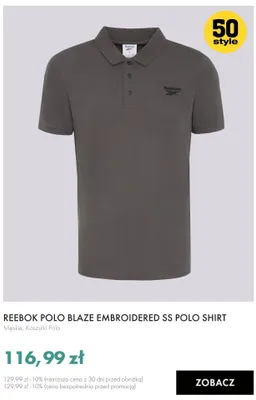 Koszulka polo męska Reebok Polo Blaze Embroidered SS Polo Shirt promocja w 50 style