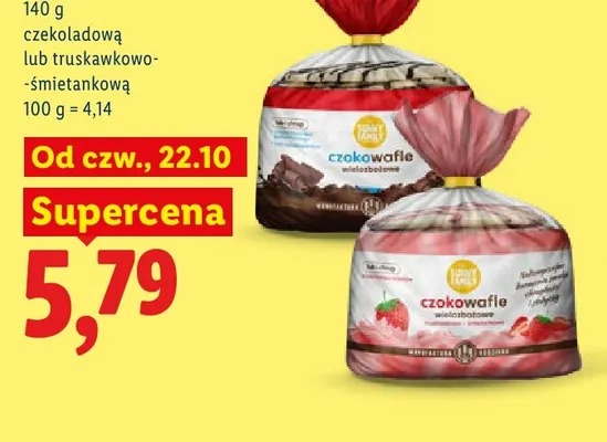 Czokowafle wielozbożowe z polewą truskawkowo-śmietankową Sunny Family promocja w Lidl