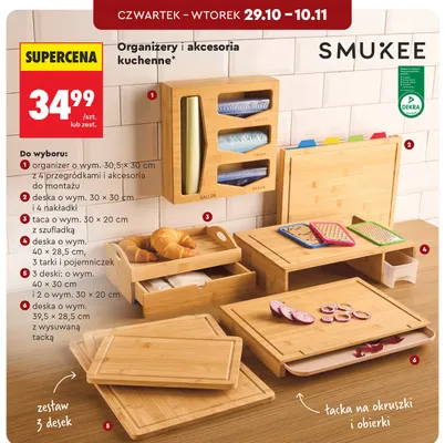 Zestaw 3 desek o wym. 40x30 cm i 2 o wym. 30x20 cm Smukee 3-pak promocja w Biedronka