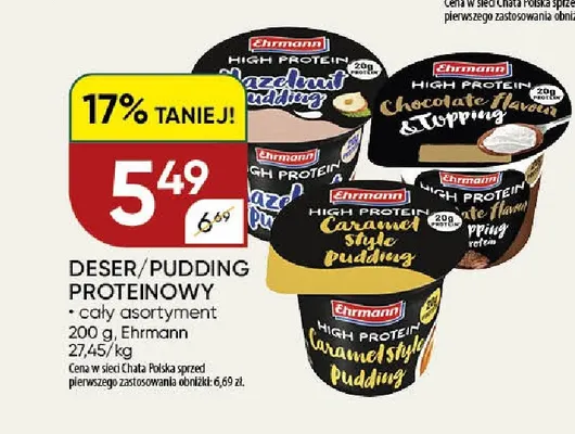 Deser pudding proteinowy Ehrmann promocja w Chata Polska
