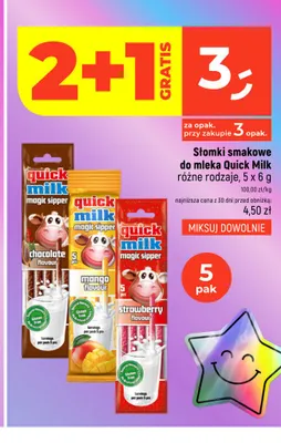 Słomki smakowe do mleka Quick Milk o smaku truskawkowym 5-pak promocja w Dealz