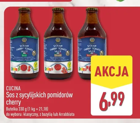 Sos z sycylijskich pomidorów cherry Arrabbiata Cucina promocja w Aldi