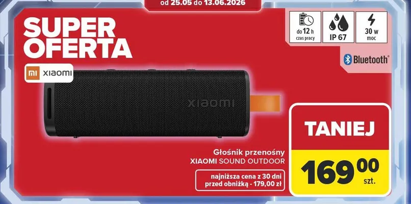 Głośnik przenośny XIAOMI Sound Outdoor 30W IP67 promocja w Carrefour